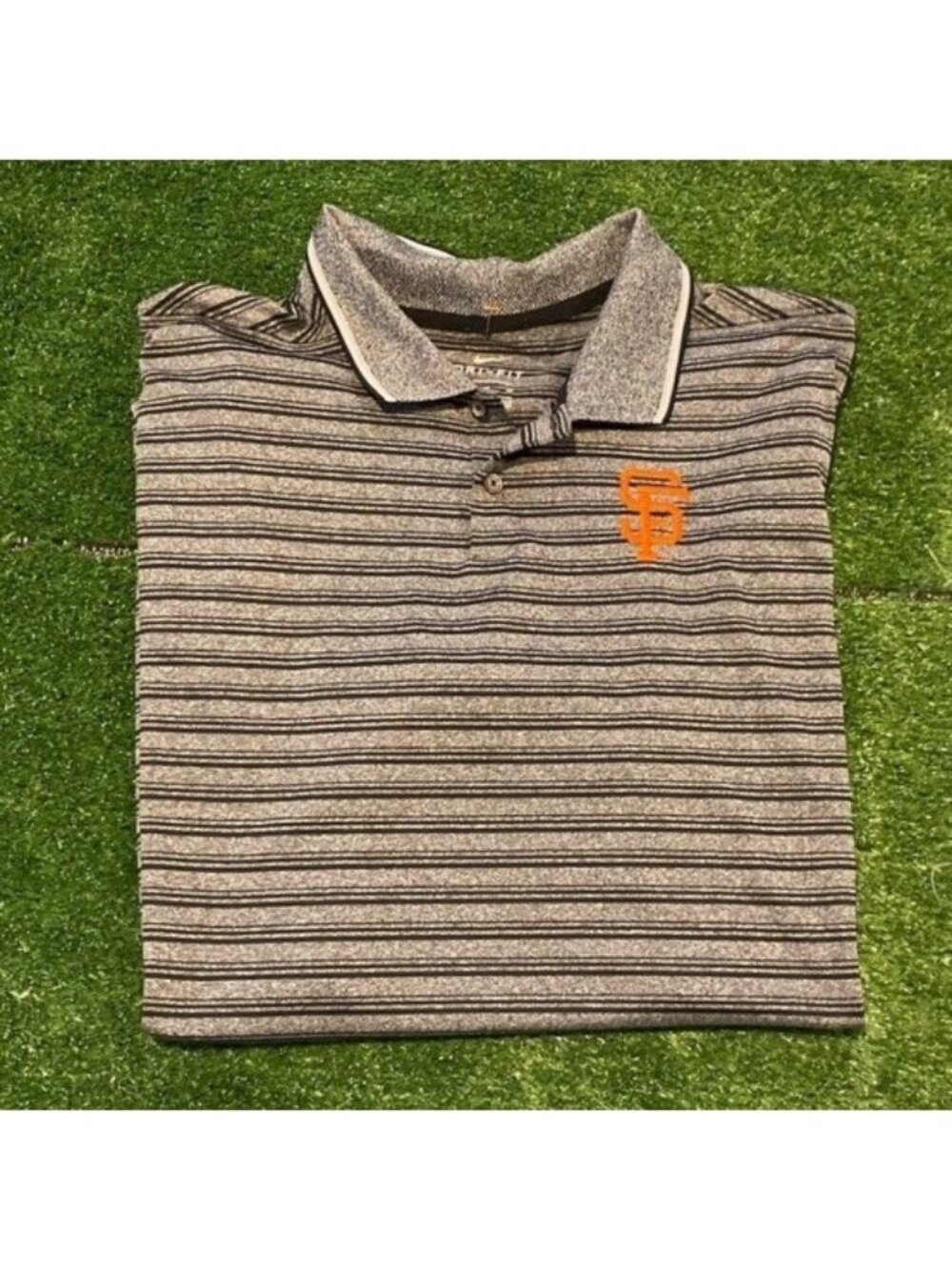 San Francisco Giants polo mens XL black gray nike lighweight breathable spandex
